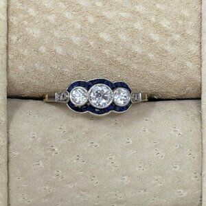 18k Gold and Platinum Old European Cut Diamond Ring 6 .78 CTW Diamonds Antique